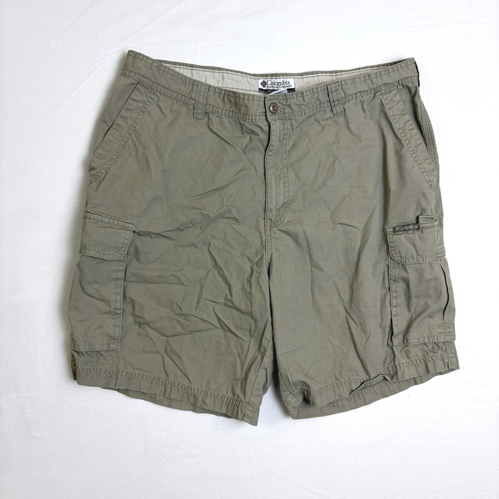 Columbia Mens Cargo Hiking Shorts‎ 36 Olive Green Cotton Canvas Outdoor Gorp